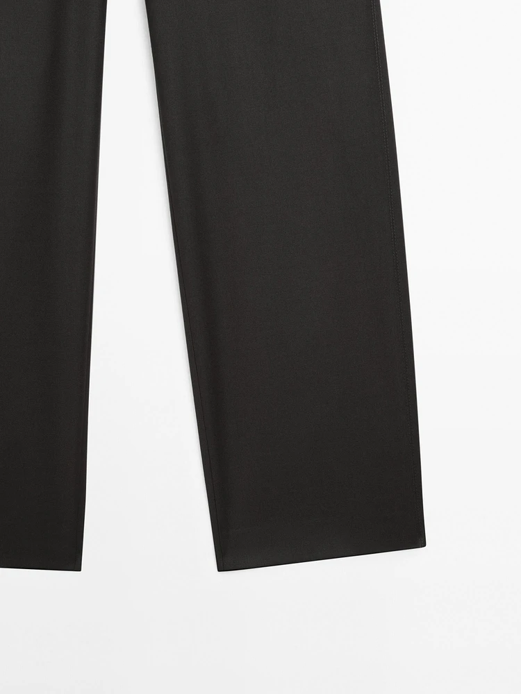 Pantalon straight taille basse fluide