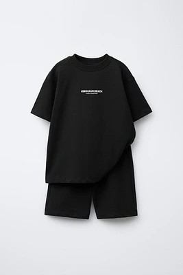 T-SHIRT AND BERMUDA SET WITH TEXT
