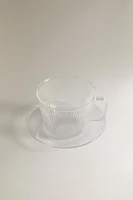 BOROSILICATE GLASS TEACUP AND SAUCER