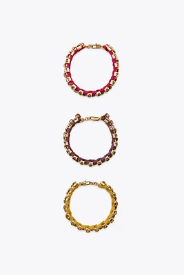 3-PACK OF WOVEN JEWEL BRACELETS