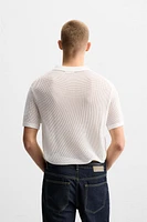 OPEN-KNIT TEXTURED POLO