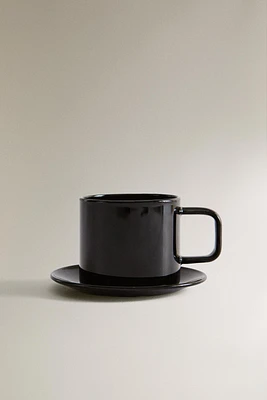 BOROSILICATE GLASS MUG AND SAUCER