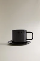 BOROSILICATE GLASS MUG AND SAUCER