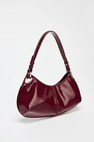 FAUX PATENT LEATHER FINISH SHOULDER BAG