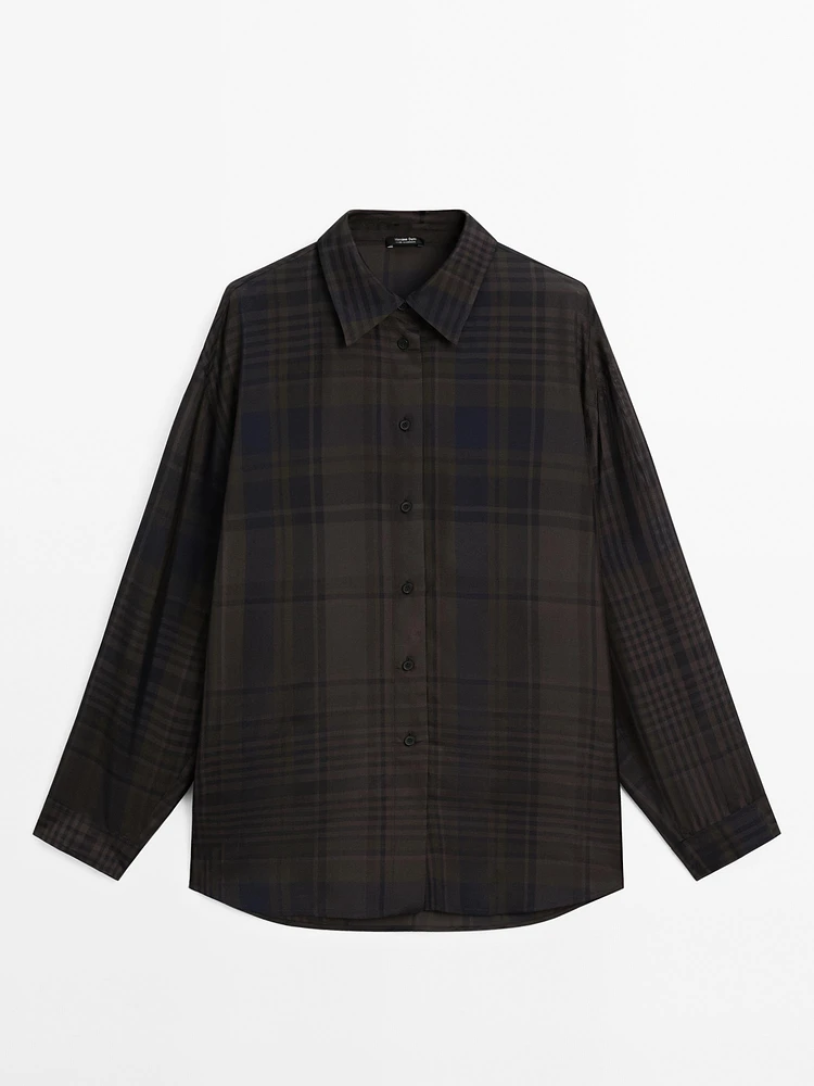 Long check overshirt