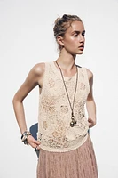 SLEEVELESS CROCHET TOP