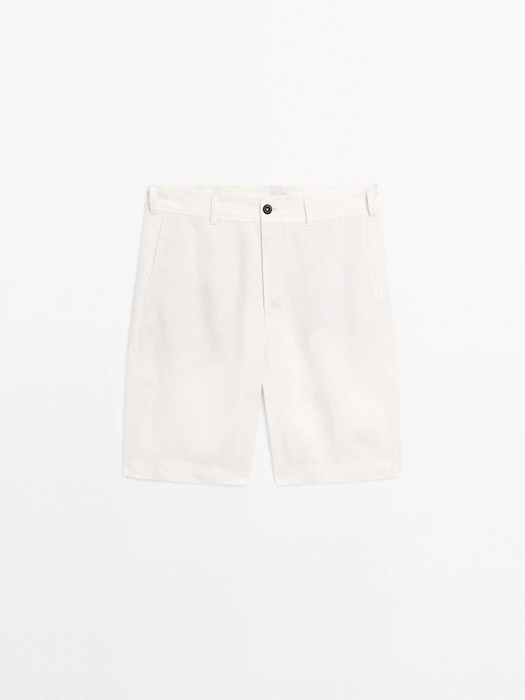 100% linen Bermuda shorts