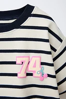 T-SHIRT RAYURES IMPRIMÉ RELIEF