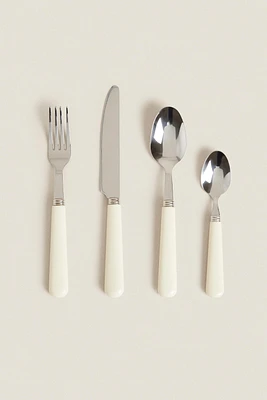 4-PIECE FLATWARE SET WITH COLORED HANDLE