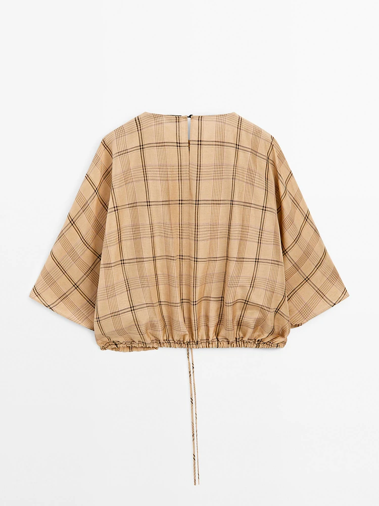 Blouse with floral and check print - STUDIO