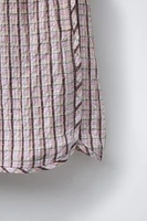 TEXTURED PLAID WIDE-LEG SHORTS