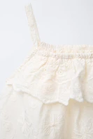 EMBROIDERED FLORAL BLOUSE AND BRIEFS