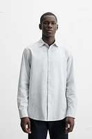 CHEMISE À RAYURES EN COTON ET LIN