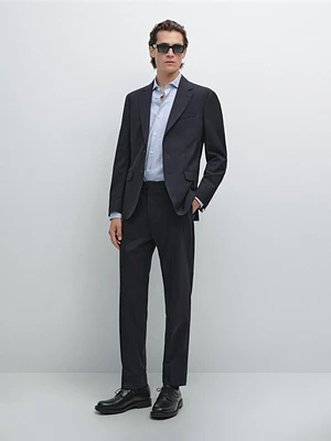 Pantalon de costume en laine mélangée