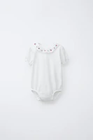 FLORAL EMBROIDERED COLLAR BODYSUIT