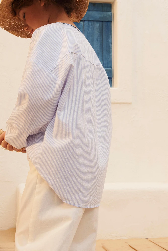 LIMITED EDITION GINGHAM TRIM STRIPED SHIRT