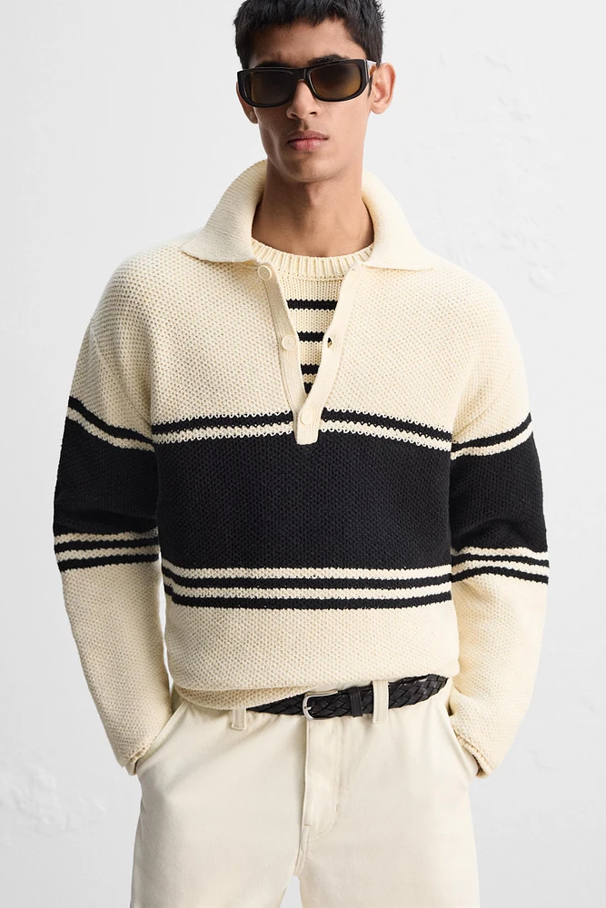 LIMITED EDITION STRIPED KNIT POLO SHIRT