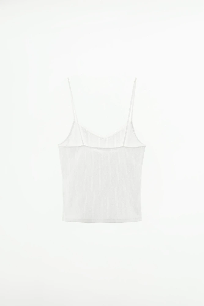 LACE TRIM POINTELLE TOP