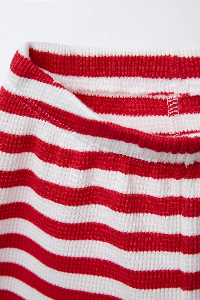 ENSEMBLE T-SHIRT ET BERMUDA GAUFRÉ RAYURES