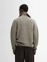 Cotton blend mock neck sweater