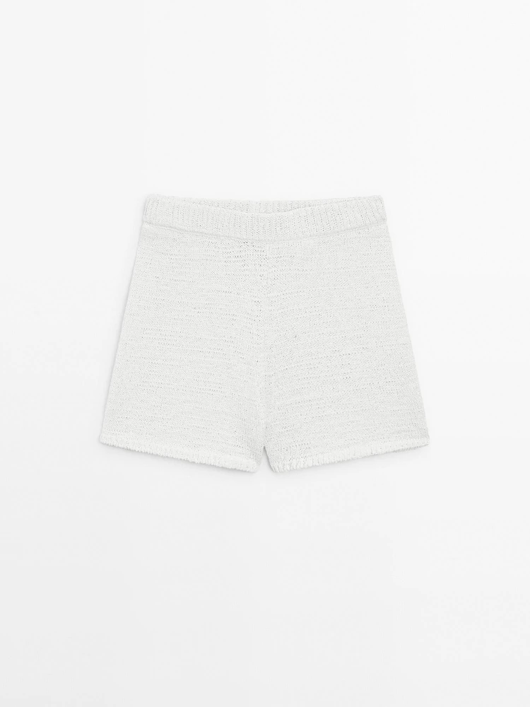 Cotton blend knit shorts