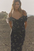 PRINTED TULLE TOP