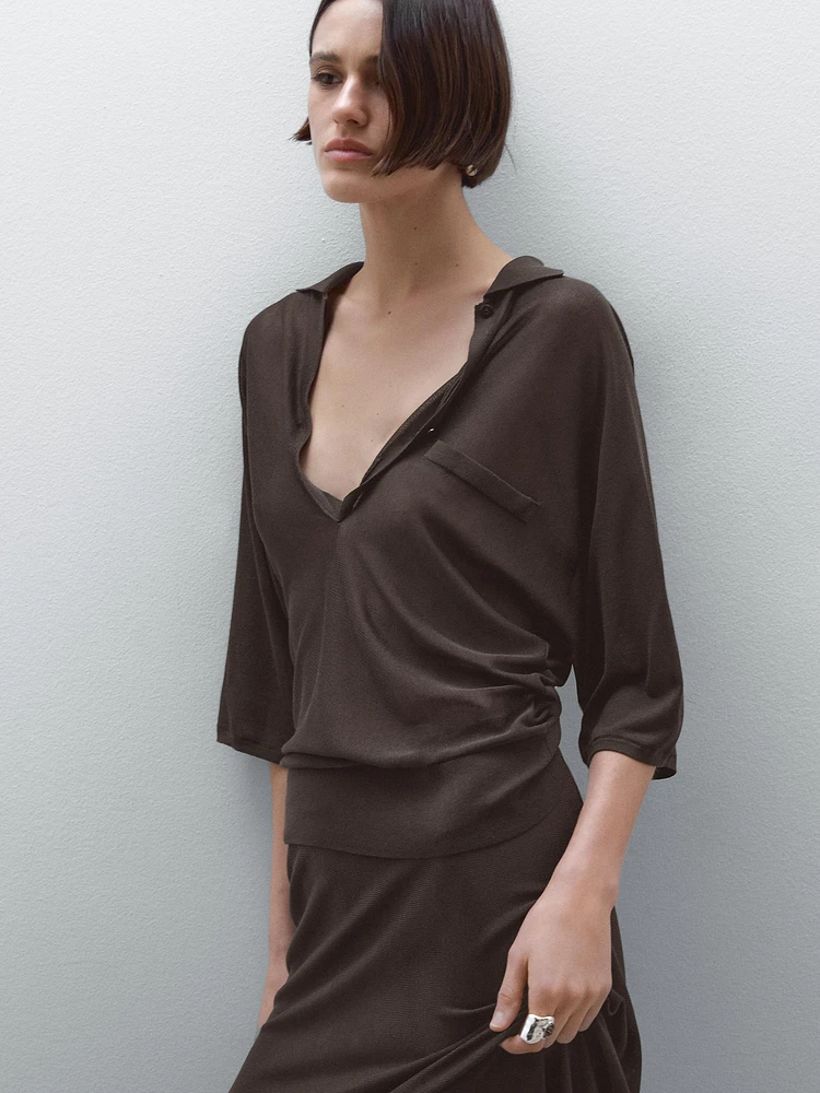 Flowing cape-style polo shirt
