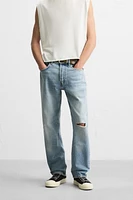 RIPPED REGULAR STRAIGHT FIT JEANS