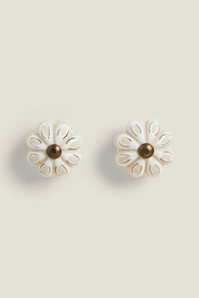 SET OF CERAMIC FLOWER KNOBS (SET 2