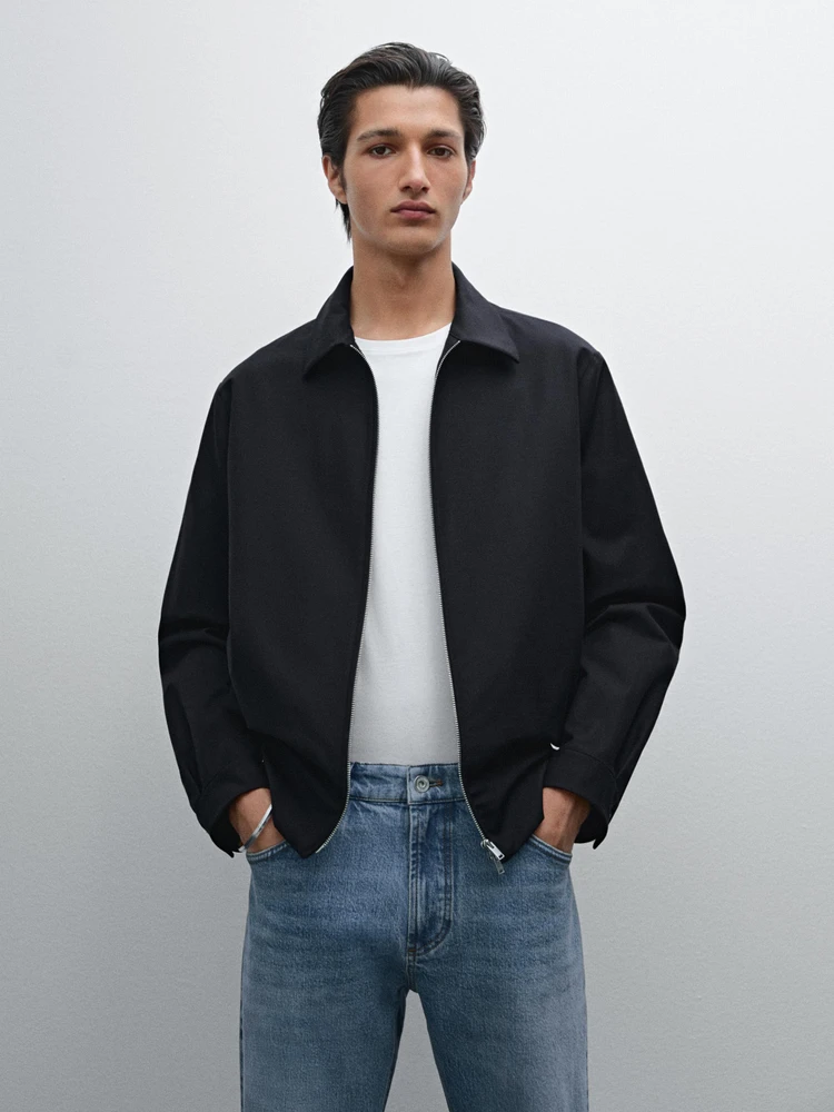 Veste à fermeture Éclair en coton mélangé