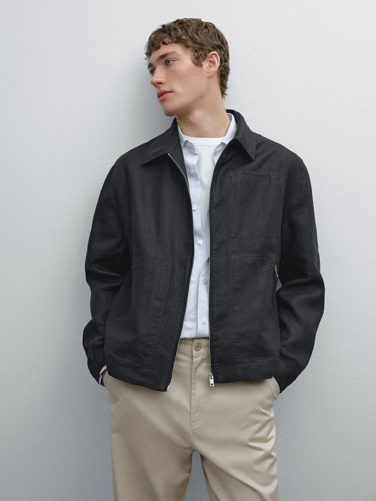 Veste fermeture Éclair 100 % lin