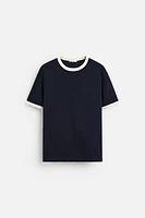 BASIC CONTRAST RIBBED T-SHIRT