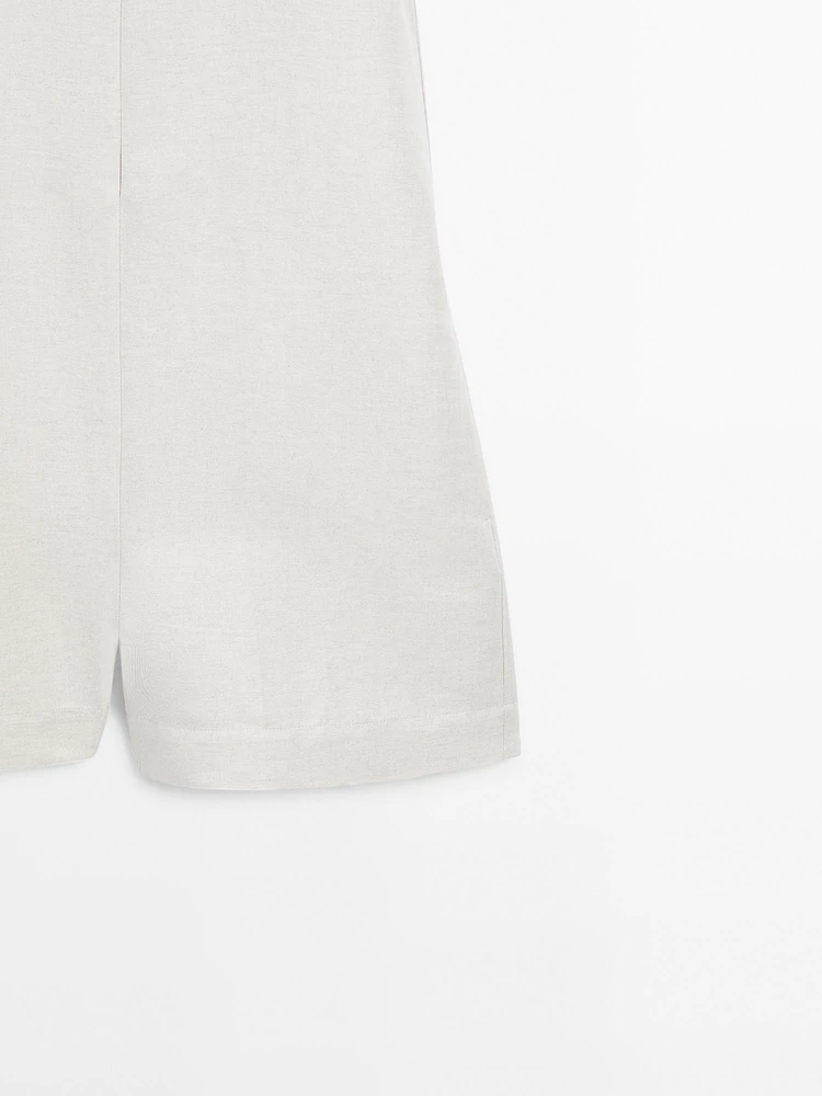 Linen blend short jumpsuit