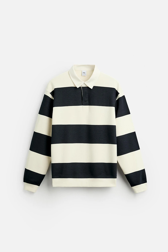 CONTRAST COLLAR POLO SWEATSHIRT