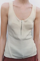 RIBBED ZIPPER T-SHIRT