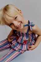 STRIPED TOP WITH EMBROIDERED FLOWERS