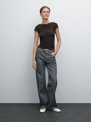 Cotton T-shirt with gathered detail