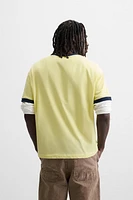 T-SHIRT CÔTELÉ CONTRASTE TEXTE