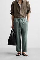 100% LINEN REGULAR FIT PANTS