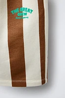 STRIPED AND TEXT LONG SHORTS