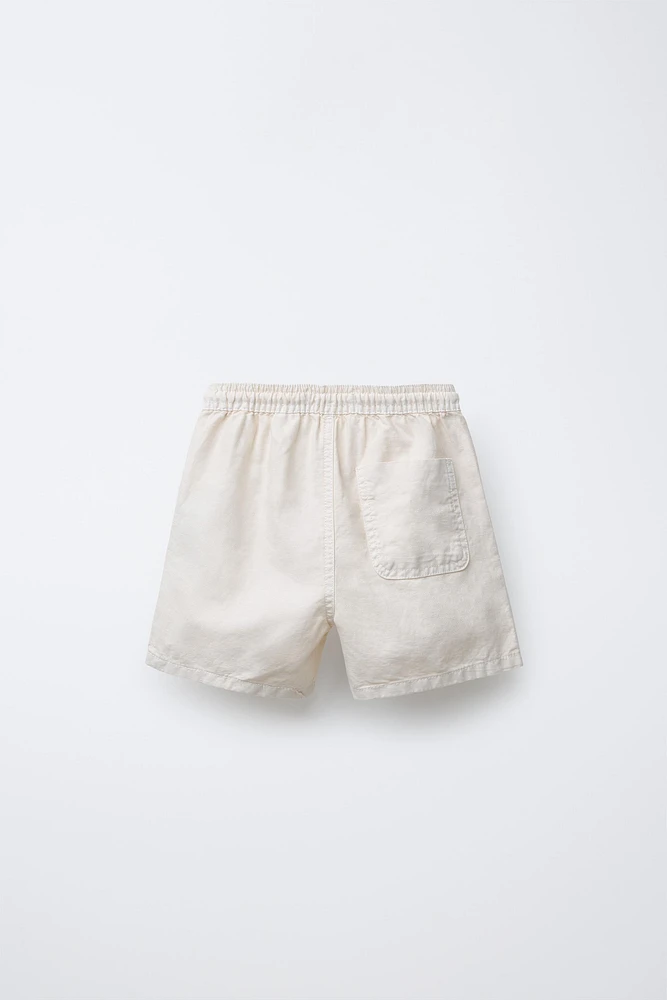 LINEN AND COTTON BERMUDA SHORTS