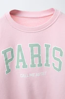 SWEATSHIRT WITH RAISED TEXT PRINT