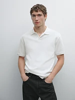 Short sleeve micro-textured polo shirt