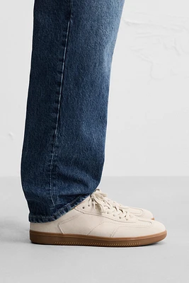 LEATHER CONTRAST SOLE SNEAKERS