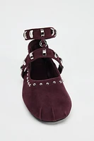 STUDDED SUEDE BALLET FLATS