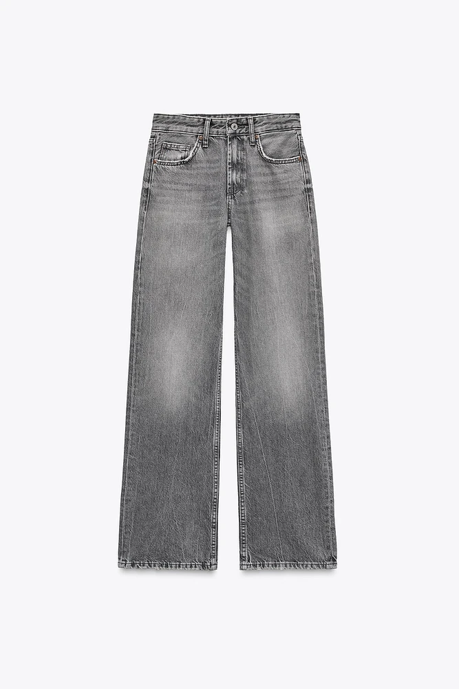 JEAN TRF COUPE LARGE À TAILLE MI-HAUTE LONG