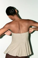 STRAPLESS LINEN TOP