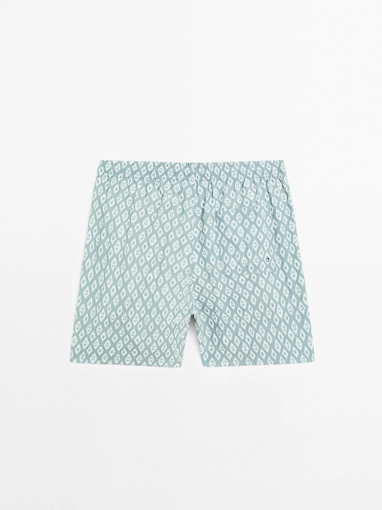 Short fit printed swimming trunks