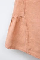 100% LINEN PEPLUM BLOUSE