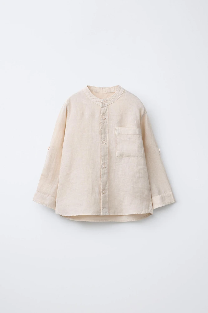 CHEMISE 100 % LIN À COL MAO